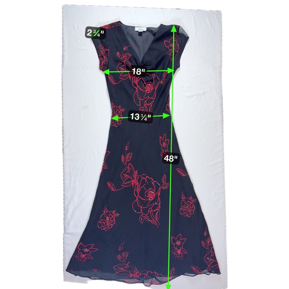 Dressbarn Floral Maxi‎ Dress M Beads Sheer Y2K Whimsigoth Romantic Witchy Fairy - Picture 9 of 11